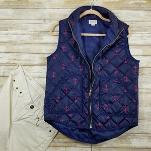 TOP IT OFF M Vest Purple Pink Anchor Preppy Quilt